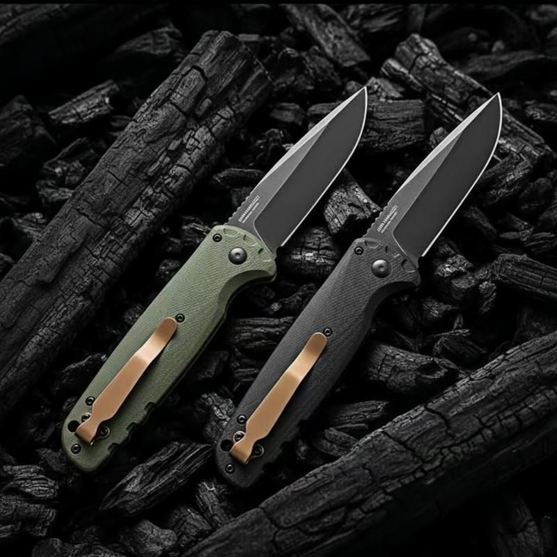 Utility Button Lock Folding Knife D2 Battlewash Blade G10 Handle Multifunctional Cutlery Tool for Outdoor Fishing Camping EDC