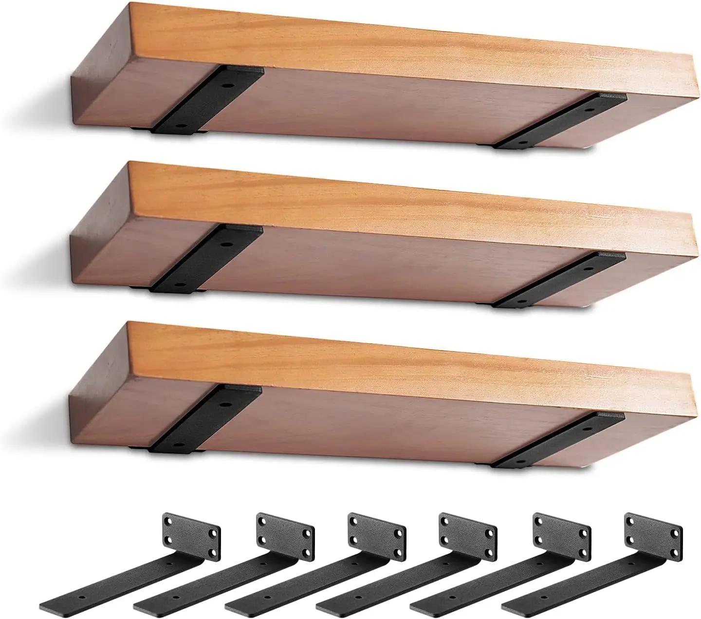 Heavy-Duty Floating Shelf Brackets, 6-Pack 6in Long White Coated Metal Wall Supports, 1/5in Thick with 160lb Load Capacity