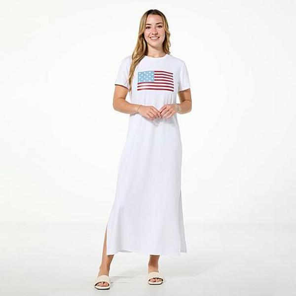 G by Giuliana Americana Knit Graphic Maxi T-Shirt Dress