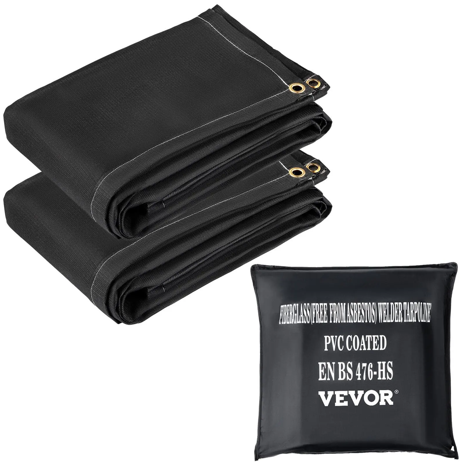 【Backtoschool】VEVOR Fire Blankets, 2 Pack Welding Blankets, 8' x 10' Fire Suppression Blanket, 1022°F Flame Retardant Blanket, Black Fire Emergency Blankets, Fiberglass Fire Retardant Blanket with 12 Brass Grommets