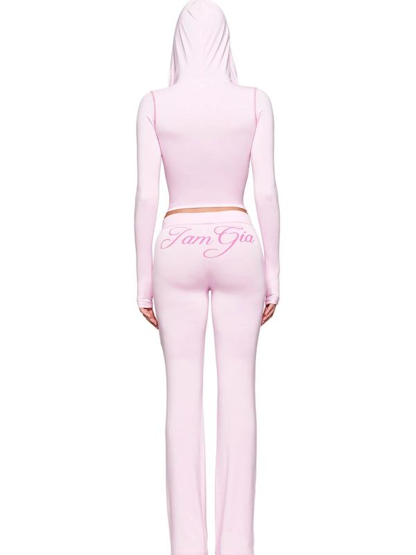 I.AM.GIA Blare Tracksuit Set - Soft Fabric, Wide Elastic Waistband, Water-Based Logo, Pink Stitching, Pull-On Construction
