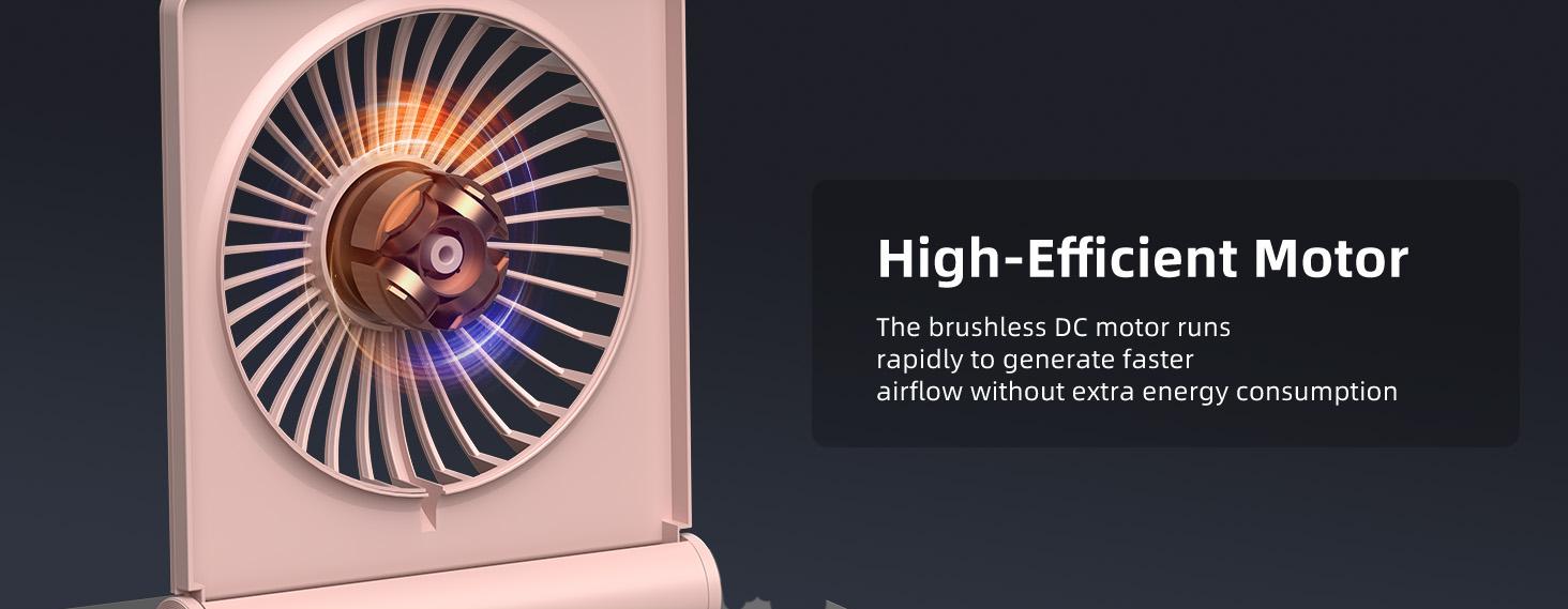 UNIQNOVA Mini Desk Fan with Strong Airflow 220°Tilt Folding Portable Rechargeable 3 Speed Adjustable Ultra Quiet USB Fan for Office Bedroom Outdoor