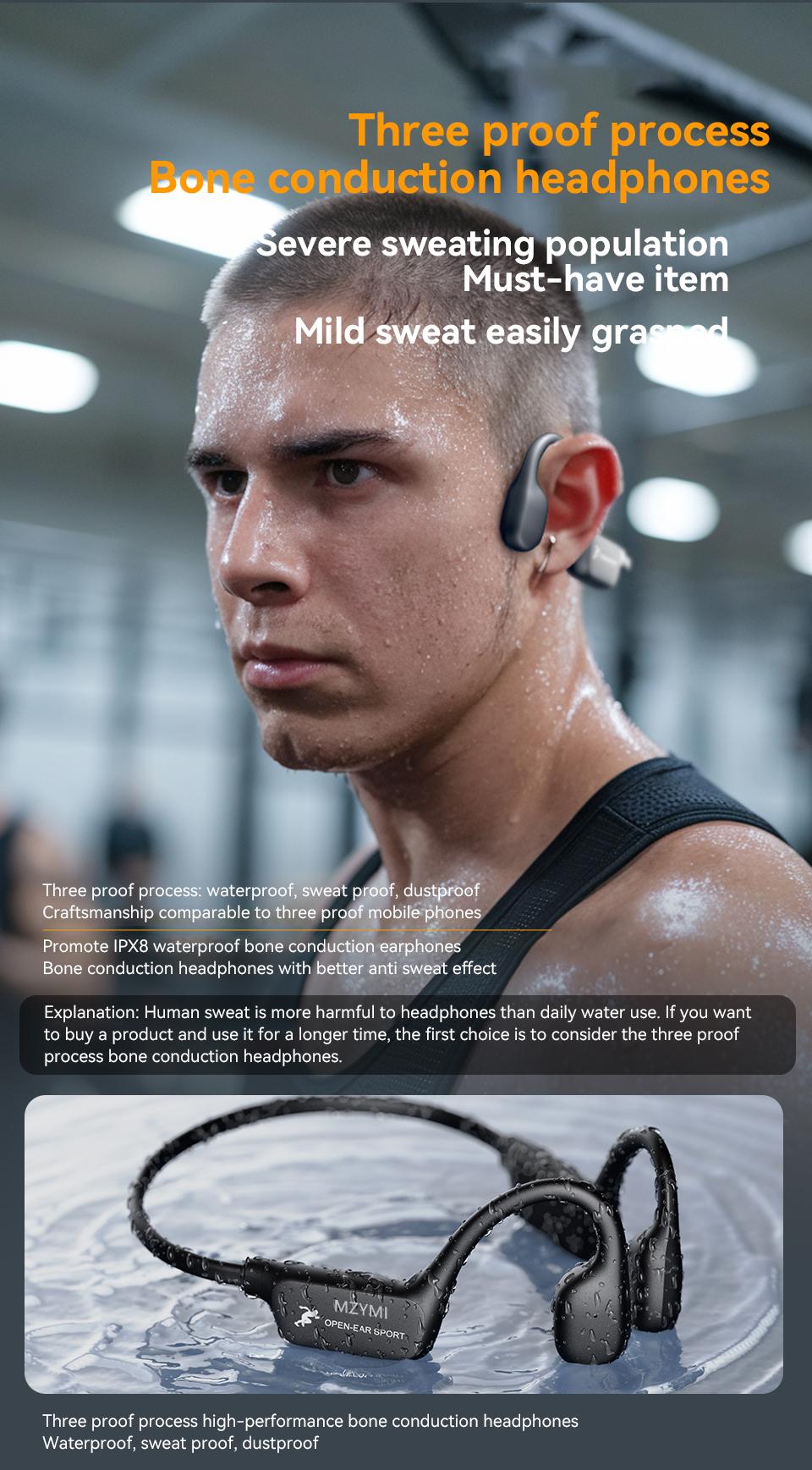 MZYMI i18Pro Bone Conduction Headphones IPX6 Bluetooth Earbuds Open-Ear Clip-On with 15H Battery Life Waterproof Ergonomic Hook Design for Daily Wear Halloween Christmas Gift