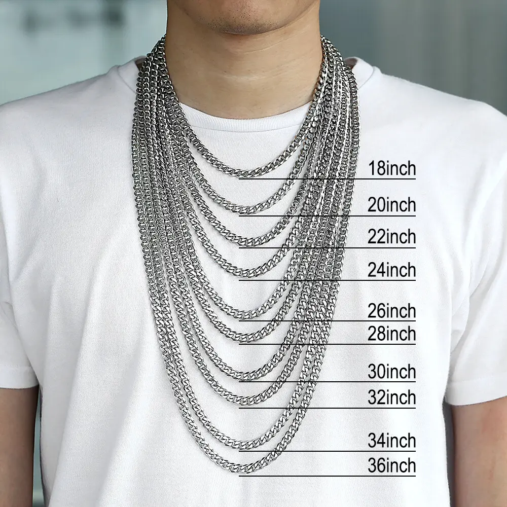 3/5/7/9/11mm Men Women Cuban Curb Chain Stainless Steel Silvery Necklace Choker Daily Jewelry 16-30inch Birthday Anniversary Gift