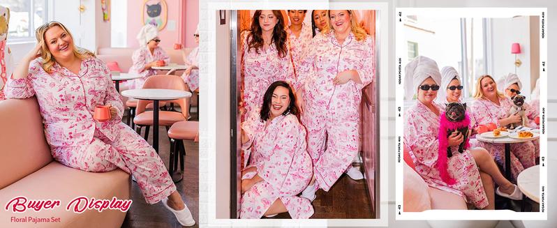 Yimoon  2 Piece Satin Pajama Set for Women Silk Pajamas Set  Floral Pj Set Long Sleeve Button Down Pjs Sleepwear