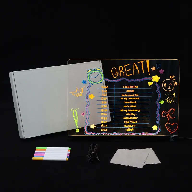 RGB Transparent Acrylic Fluorescent Board LED Light Board Luminous Writing Message Board Advertising Board Erasable Drawing Board