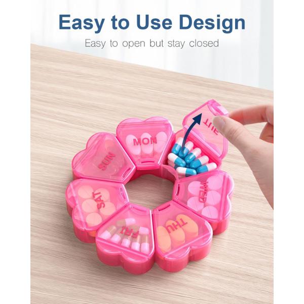 Large Weekly Pill Organizer 7Day Vitamin Case Large Capacity Compartments heart shaped pill container Healthcare Aid medicine organizer med organizer
