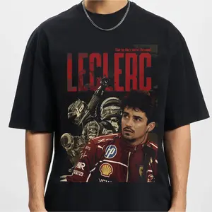 Charles Leclerc Style Black Graphic Tee – Racing Fan Shirt