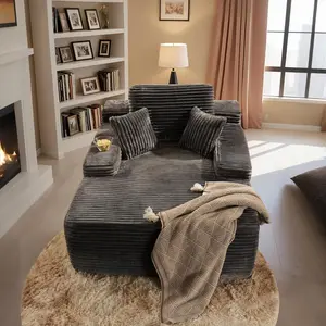 67'' Chaise Lounge Chair Indoor, Oversized Upholstered Sofa Bed, Sleeper Couch Reading Chairs Fluffy Plush Faux Fur Cloud Sofas Couches Living Room, Grey