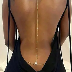 1pc Elegant Sexy Raindrop Chain Backless Necklace, Suitable For Women Any Occasion