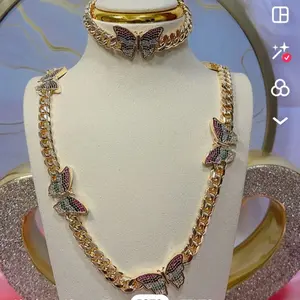 Santiago jewerly#125 set butterfly Multicolored bracelet and chain