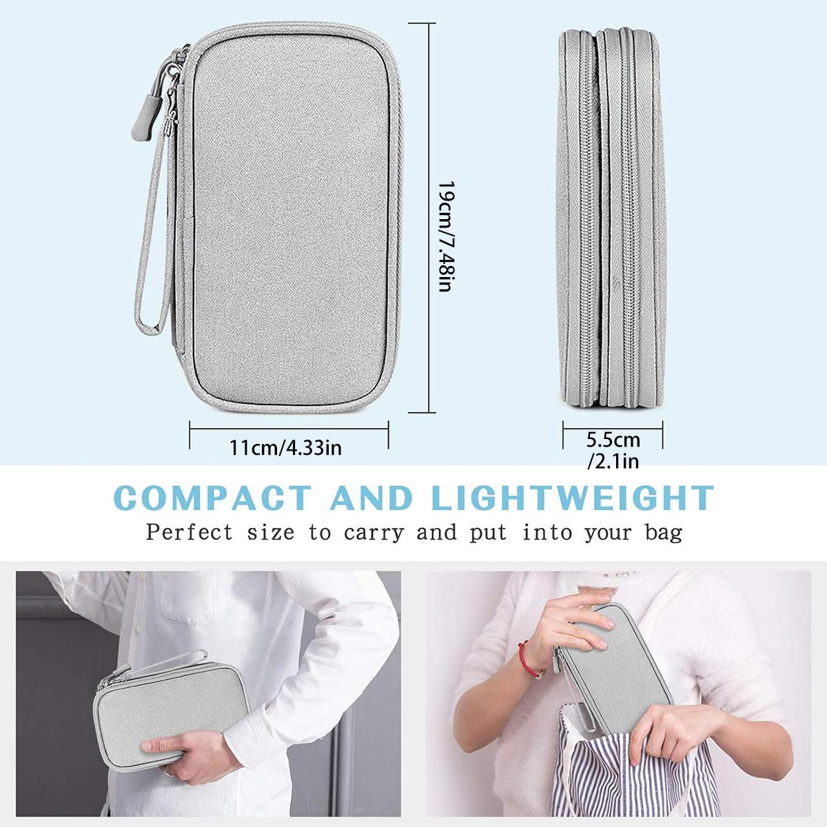 Digital storage bag Portable Multi-grids, multifunctional data cable charging power cable, phone, headphones, digital products, electronic classification Home Office Travel Vacation, Versatile Travel Accessory Waterproof Double Layers Organizer bags