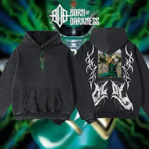 BornOfDarkness - MIGHTY MORPHIN II GREEN RANGER ICON SERIES Vintage Unisex Oversize Anime Manga Washed Cotton T-shirt, Graphic Tee, Anime Lover, Anime Merch Fan, Outfits Men, Boys Merch