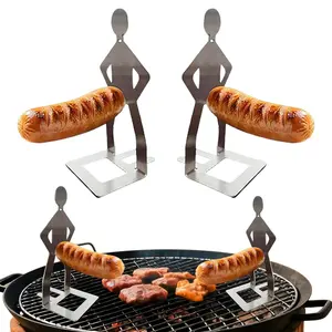 MealGear Stainless Steel Humanoid Sausage Stand BBQ Grill Rack Rust Resistant Heat Tough Compact Dishwasher Safe for Camping Outdoor Cooking Barbecue Accessories Modern Kitchenware