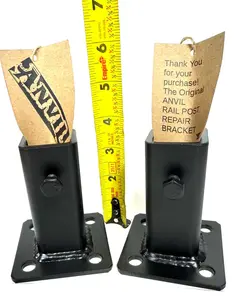Handrail bracket 3 3/4" Repairs for 1" loose post - pockets in NO Welding needed! 2 Railing Post Mounts Black Paint-screws