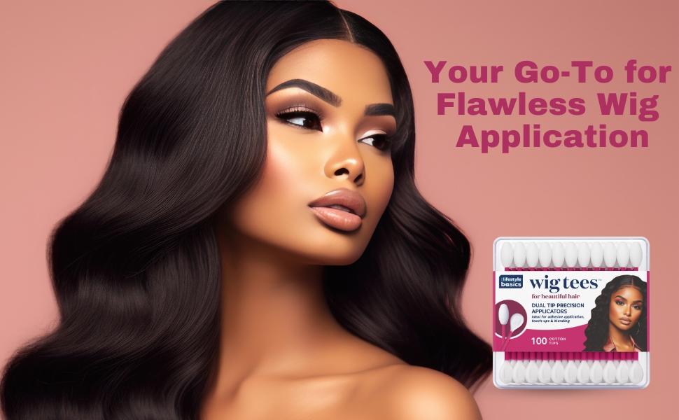 Classic Wig Tees - Dual Tip Precision Applicators - Rounded Swabs - for Adhesive Application, Touch-Ups & Blending - for Your Beauty Needs - 100 Cotton Tips - 3 Pack