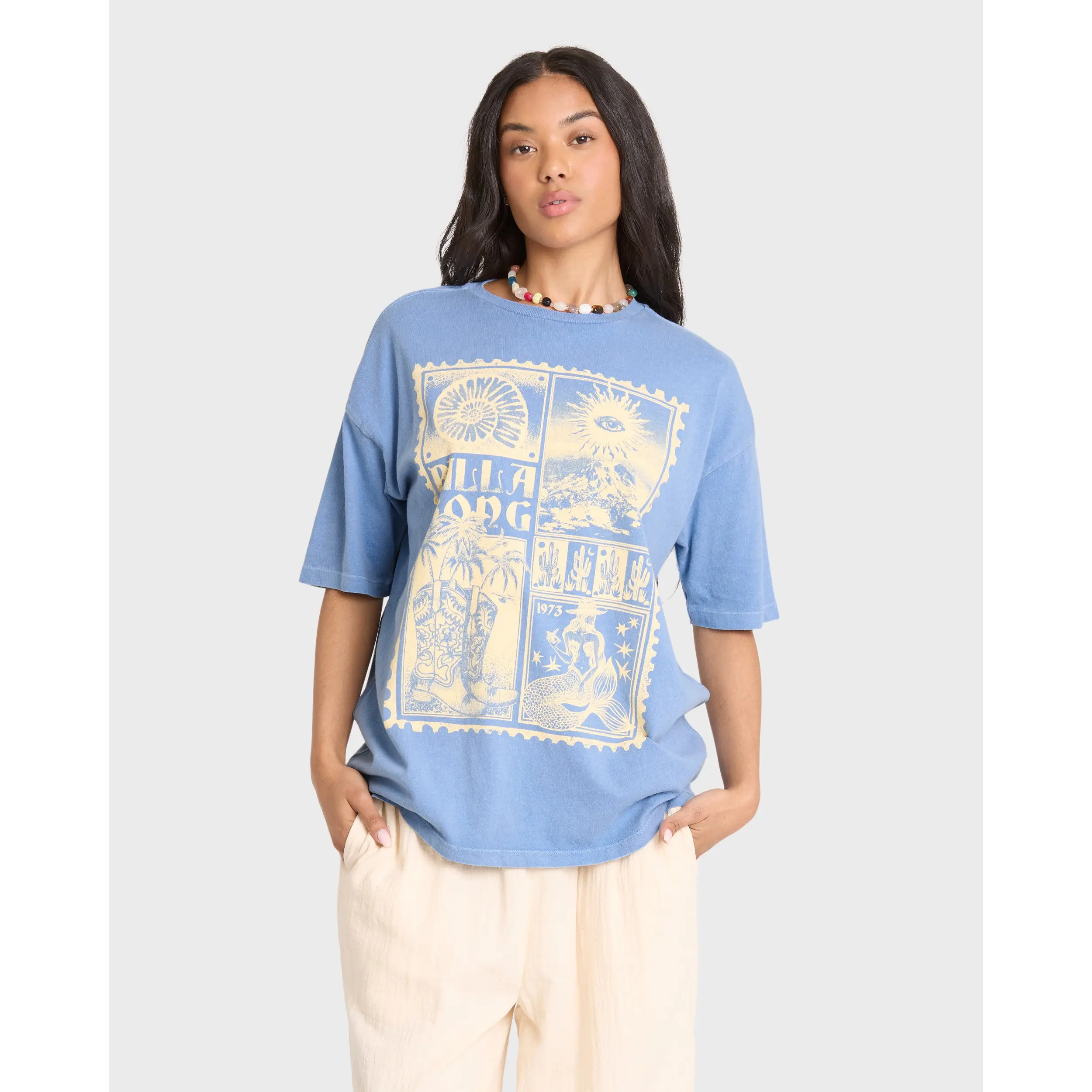 Across Skies Short Sleeve Cotton T-Shirt - Blue Horizon