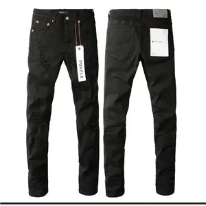 Men's Ripped Skinny Fit Stretch Denim Pants - Casual Comfort & Fashionable Straight Slim Jeans with Holes Purple Jeans Streetwear Black Menswear Beige Trouser Operator Pocket Plain 28x
