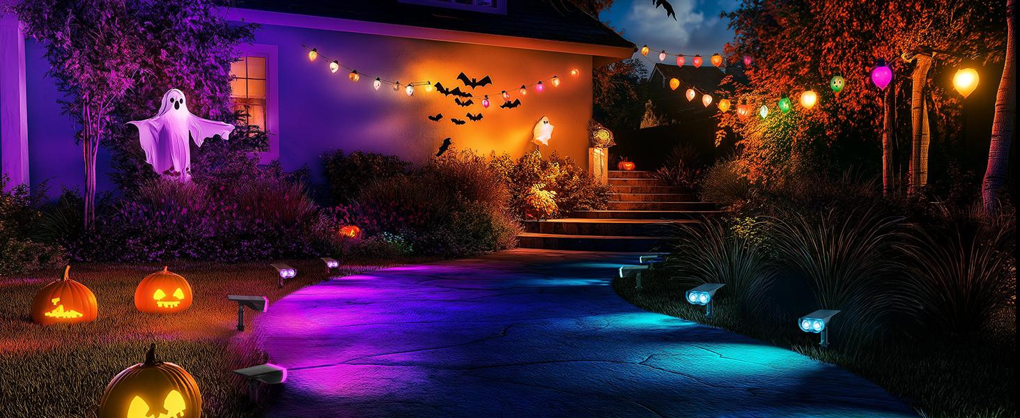 Linkind Smart Solar Spotlight SL5C Color Changing Cool Warm White Landscape Lighting APP Control Solar Lights Outdoor IP67 Waterproof for Yard Garden Pathway 2 Pack with AI-Dot App for Customizable Scenes