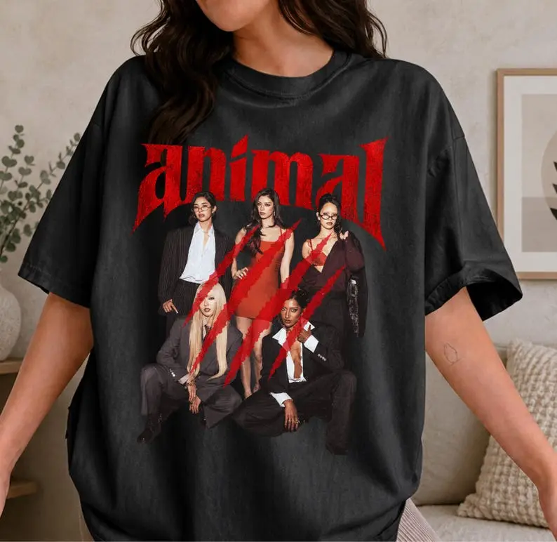 Women's Animal Katseye Concert T-Shirt, Kpop Girl Group Casual Fashion Tee - Fit, Loose, Oversize Styles