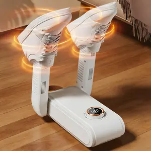 Electric Shoe Dryer and Deodorizer with Heat, Foldable Boot Dryer with Timer, Fast Drying for Shoes, Boots, Slippers, Gloves, White