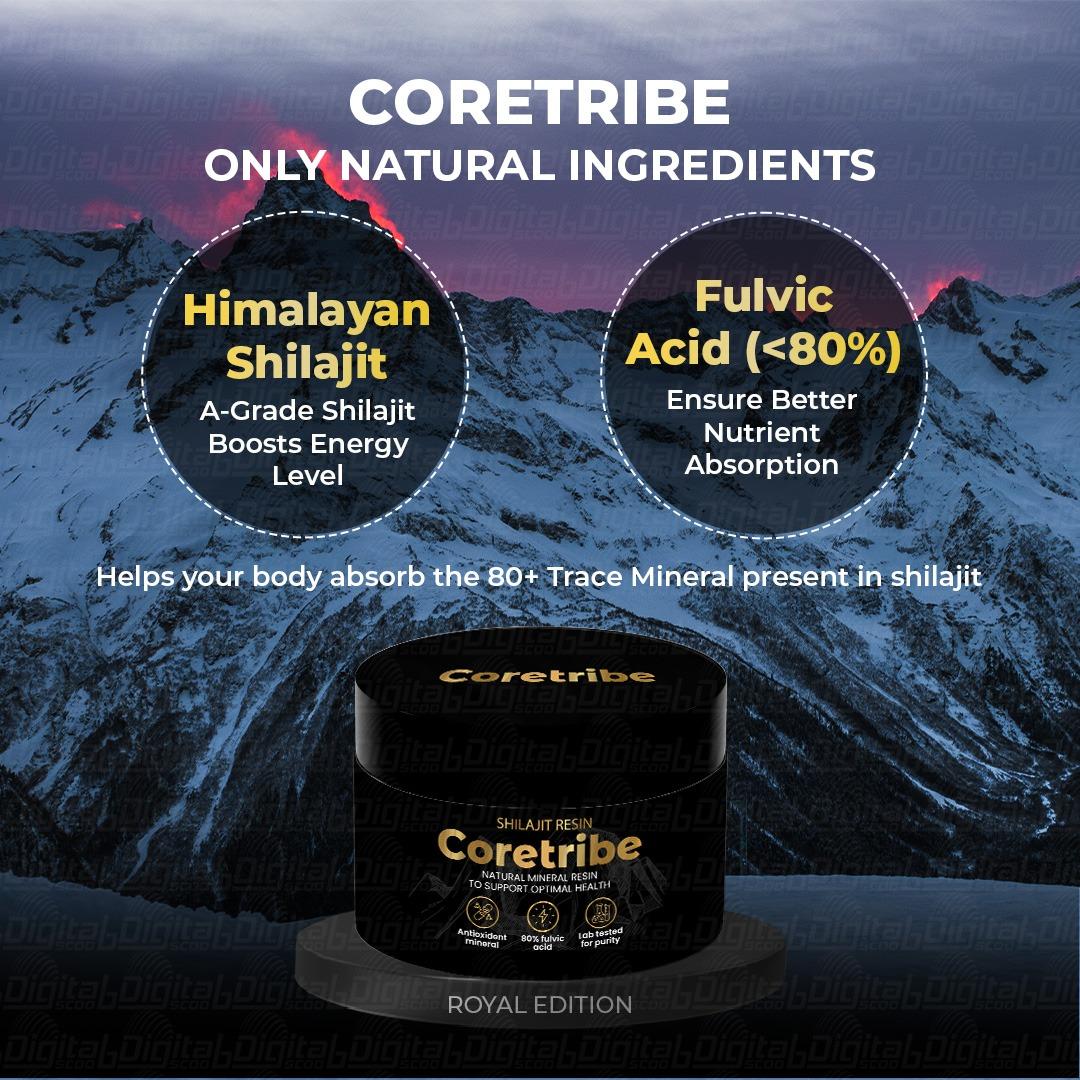 Coretribe Pure Himalayan Superfood Shilajit Resin 30gm - 80% Fulvic Acid & 85+ Trace Minerals for Energy & Immune Support Lab-Tested Purity Natural Mineral Supplement Organic Nutrient Rich Complex Edible Dietary Fitness Healthcare