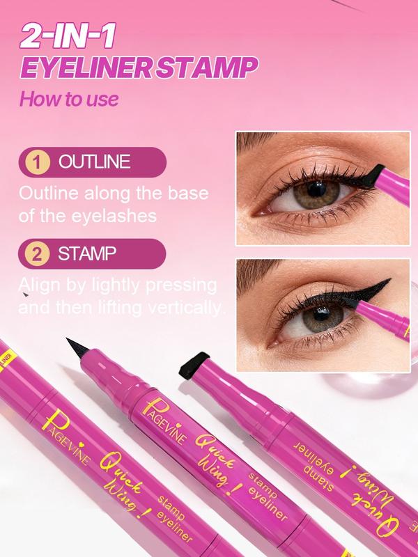 Flawless Finish Liquid Eyeliner, Dual-End Stamp And Ultra-Fine Tip Combo, All-Day Hold With Smudge Resistance, Smooth Application For Crisp Lines, Designed For Sensitive Eyes And Contact Lens Wearers, Makeup Cosmetic, Eyeliner