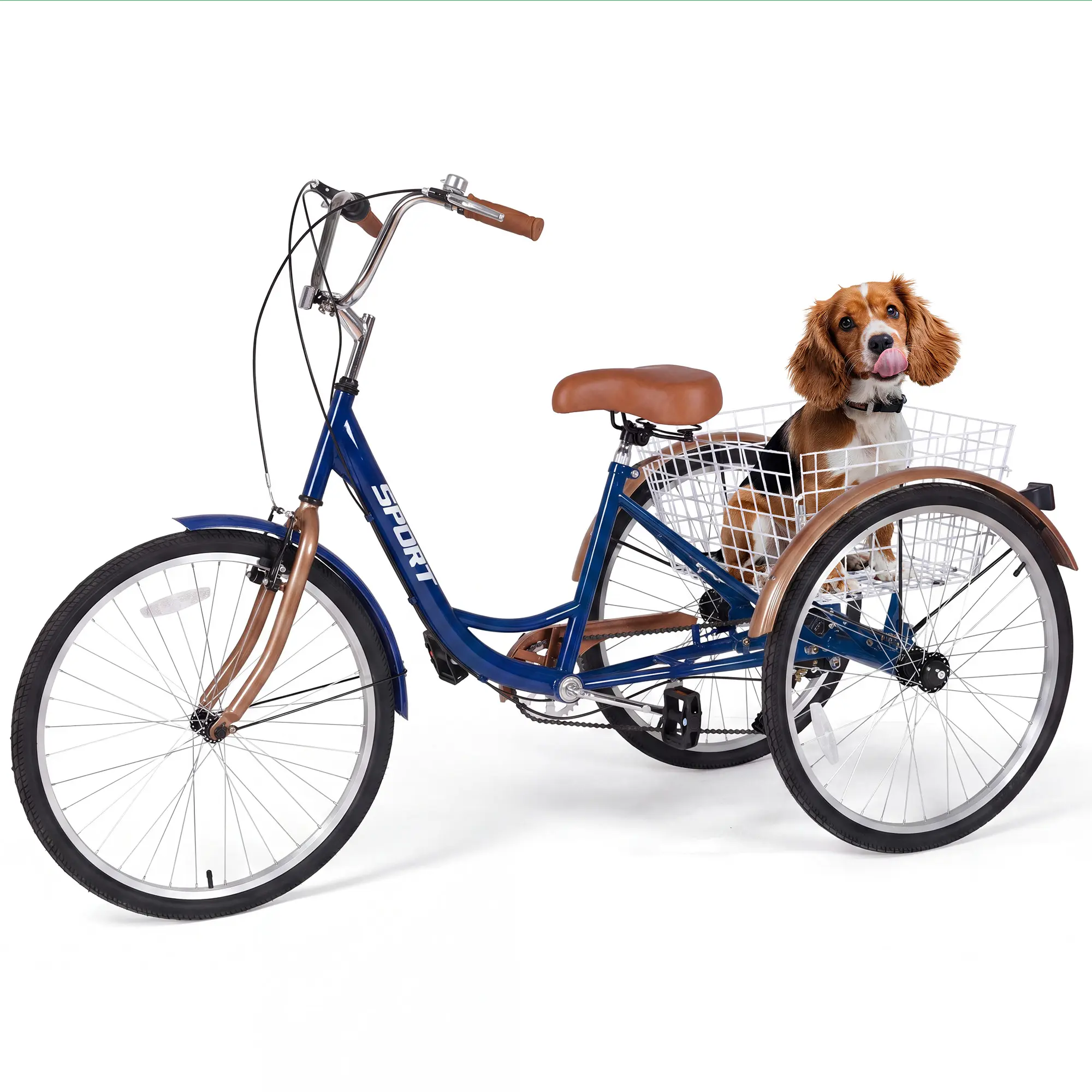 Adult Tricycle 7 Speed Trikes 3 Wheel 26'' Bikes for Adults, Trike for Women Men, Rear Removable Wheeled Baskets - Seniors & Commuters, 350 lb - Green
