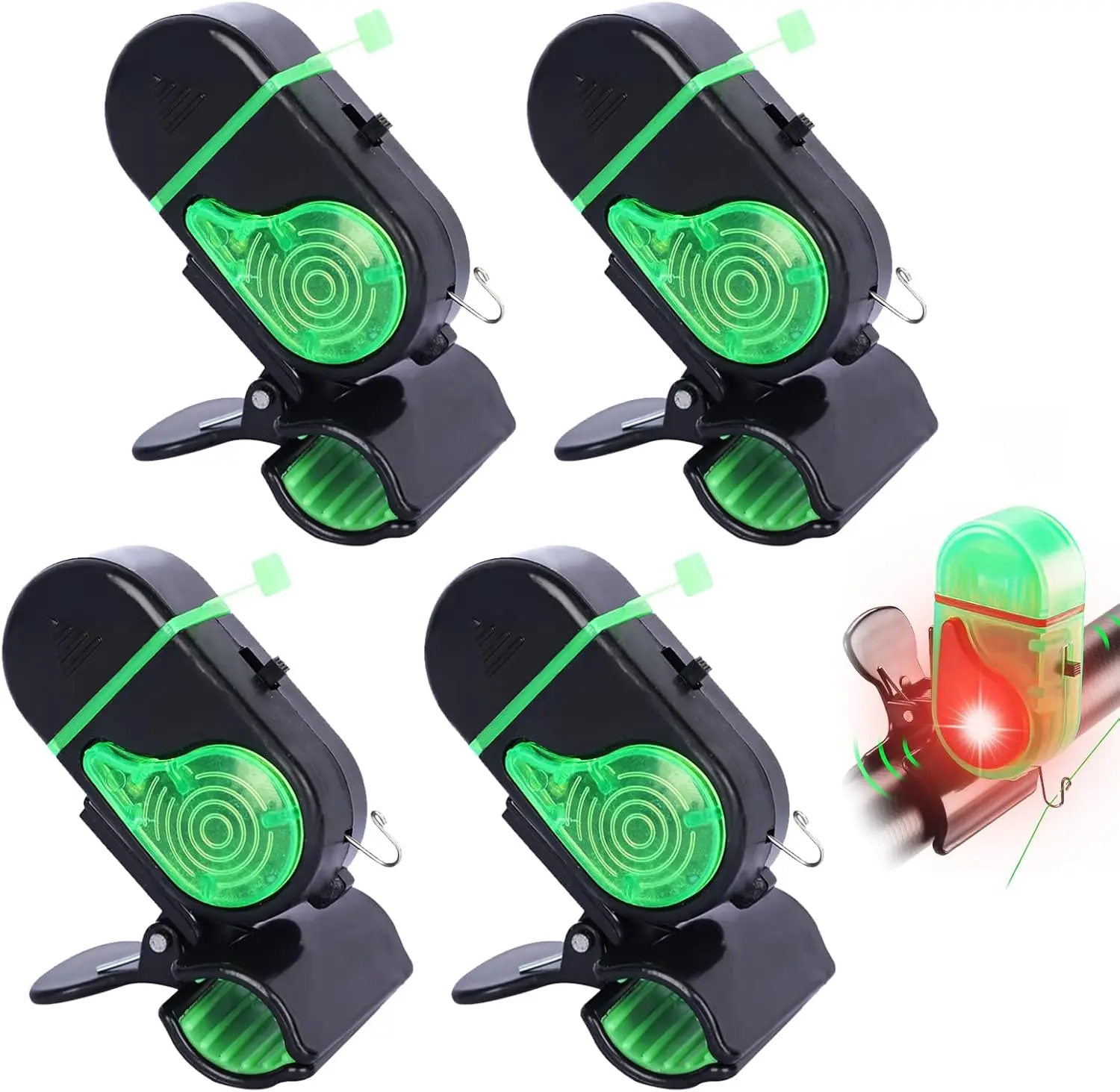 Fishing Bite Alarm with LED Light, 2026 New Sensitive Smart Electronic Fishing Bells for Rods, Fish Bite Alarm Sound Alert Bell, Clip-On Electronic Fishing Alarms Bite Alarms for Fishing