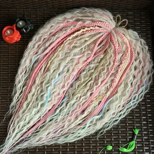 DreadGemsCraft 50 DE Boho Braid Set 21.7in Cotton Candy Pearl Mix