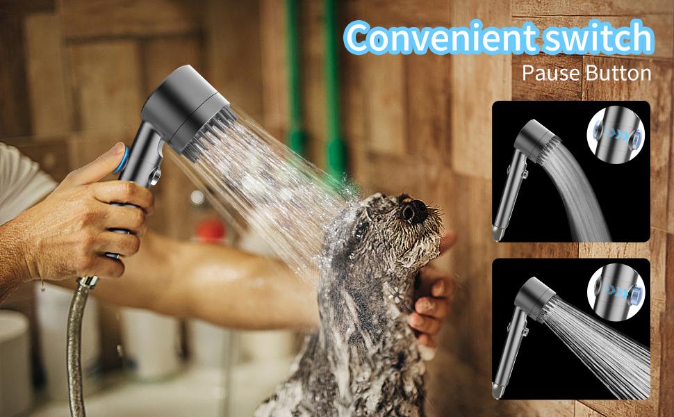 FEELSO Handheld Filter Shower Head High-Pressure Power Wash - 4-Setting Massage Spray, 60" Hose, Chrome Finish, Easy Install, Low Flow, One-Touch Water Stop, Adjustable Pressure, Micro-Technology Nozzles