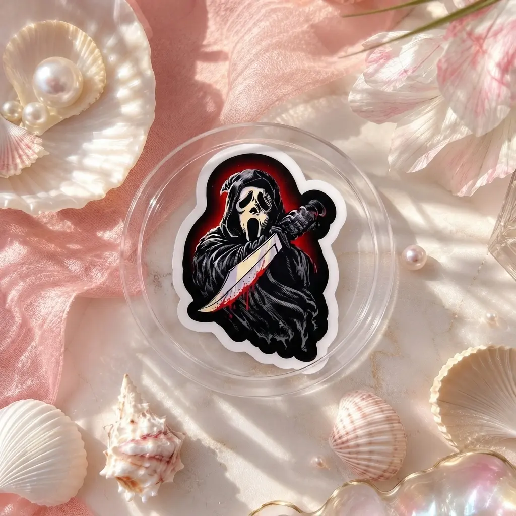Gothic Bloody Ghostface Acrylic Phone Grip - Aesthetic Horror Killer Phone Stand for Trendy Mobile