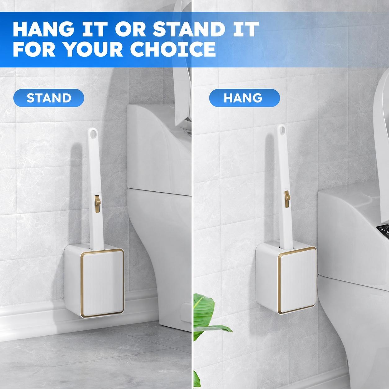 Nifogo Toilet Brush, Wall-Mount Holder & 24PCS Cleaner Refills, Multifunctional Bathroom Cleaning Kit, Works for Toilet Sink Bathtub Drain, Suitable for Basin & Urinal Cleaning