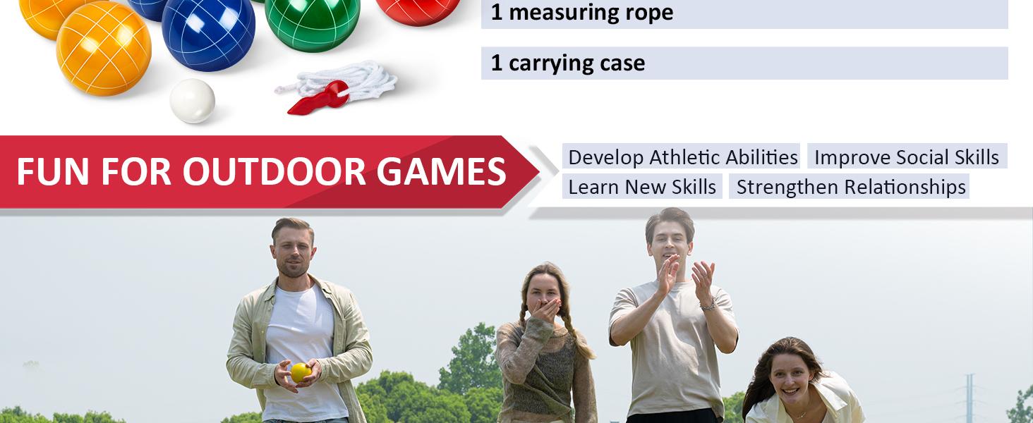 Ropoda Spring Glow-Up Bocce Ball Set with 8 Balls, Pallino Case & Measuring Rope for 4 to 8 Persons, Includes Backyard, Lawn, Beach & More, Summer Turn Up & Father's Day Deal