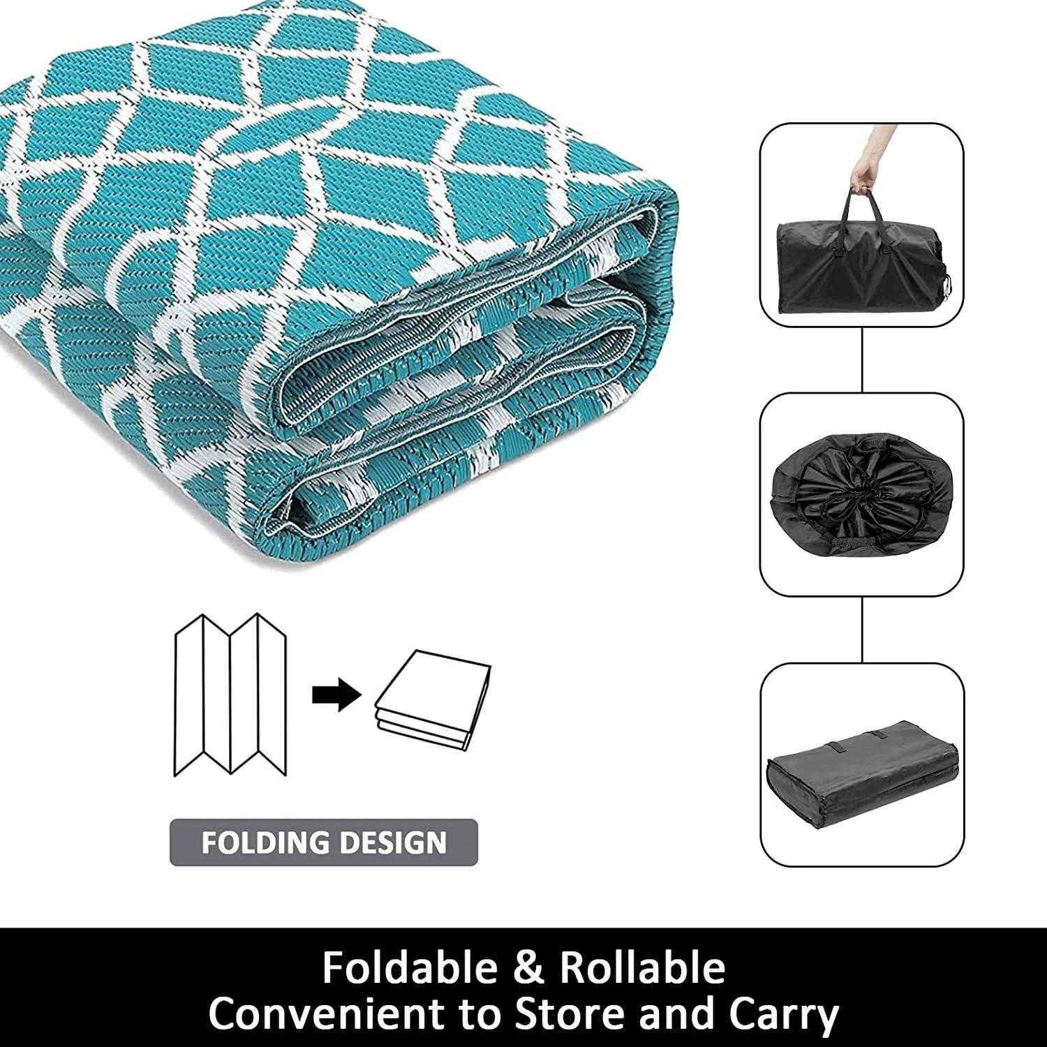 LOKHOM Outdoor Reversible Camping Area Rug 9x12 Plastic Straw RV Mat Recyclable Materials Large for Camping RV Balcony Backyard Picnic Mat Beach Patio Picnic