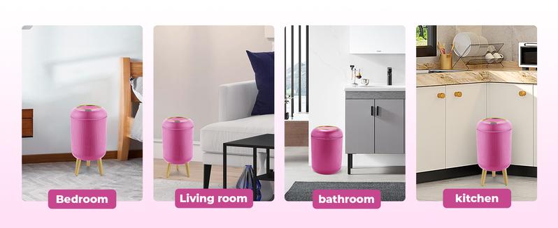 Pukomc Motion Sensor Trash Can with Lid, Touchless Waterproof Garbage Bins for Kitchen, Bathroom, Bedroom, Living Room, Office, Outdoor (Pink) Storage Container trash cans for kitchen household items