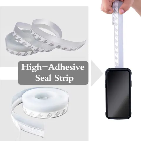 ToolUpgrade Translucent Silicone Strip Tape - 16FT Adhesive 45MM-25MM Edge Strip for Glass Doors, Draftstopper, Windproofer, Soundproofing, Insect Repellent