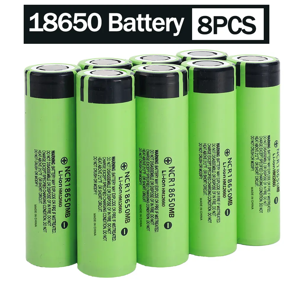 8pcs Original 18650 Flat Head Lithium Rechargeable Batteries, 3500mAh 3.7V for Mobile Power Banks, with Charging Compatibility, Multiple Device Charging, No Short-Circuit Protection & Accessories