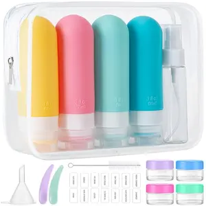 16Pack Travel Bottles for Toiletries, TSA Approved Leakproof Squeezable Silicone Toiletry Containers for Shampoo, Conditioner, 3Oz Portable Refillable Traveling Size Liquid Containers (16Pcs/Colorful) MODENGKONGJIAN