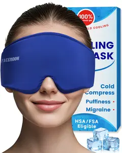 FACEMOON Crown Full-Cover Cooling Gel Mask (Blue, 1pc) | Cold Compress for Face & Eye Relief | De-Puffing Soothing Care | Reusable Gel Ice Pack