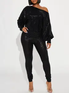 Shining Star Off Shoulder Set - Black