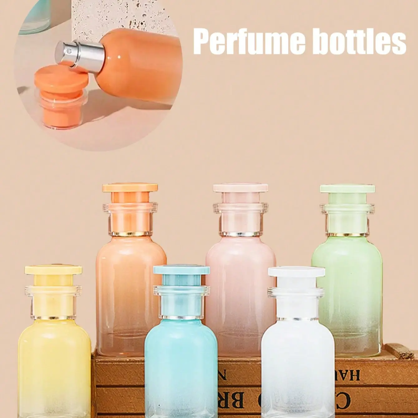2 Pack 30ML Leak-Proof Travel Glass Spray Bottles, Reusable Cosmetic Containers with Colorful Caps, Perfect for Perfume, Skincare, Makeup Samples, Travel Pump Bottle, Makeup Accessories, Cosmetic Tools