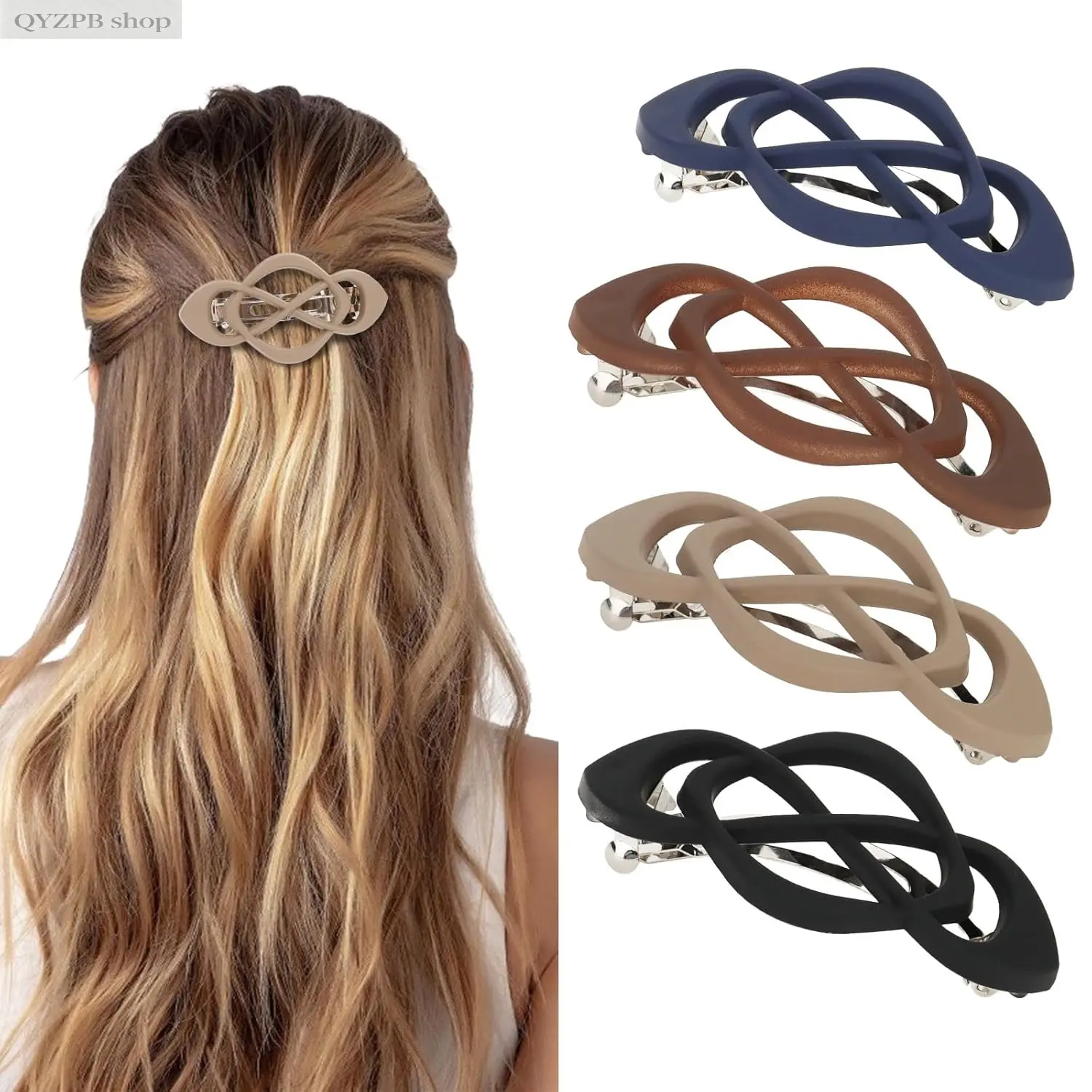 Vintage French Barrette Hair Clips 4-Pack for Women & Girls, Non-Slip Hair Accessories for Thick & Thin Hair, Cute Old Money French Girl Style Clips for Everyday Updos, Makeup, Office & Casual Looks,summerwins