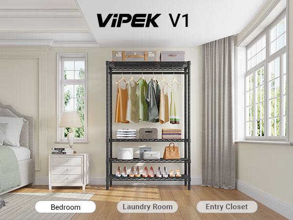 VIPEK V1 Wire Garment Rack 4 Tiers Heavy Duty Clothes Rack for Hanging Clothes Freestanding Closet Clothing Rack with 4 Adjustable Shelves