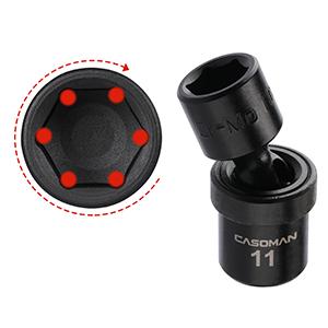 CASOMAN 1/4-Inch Drive Shallow Universal Impact Socket Set Metric 12-Piece 5mm-15mm 6-Point Cr-Mo Swivel Socket, #TikTokShopBlackFriday