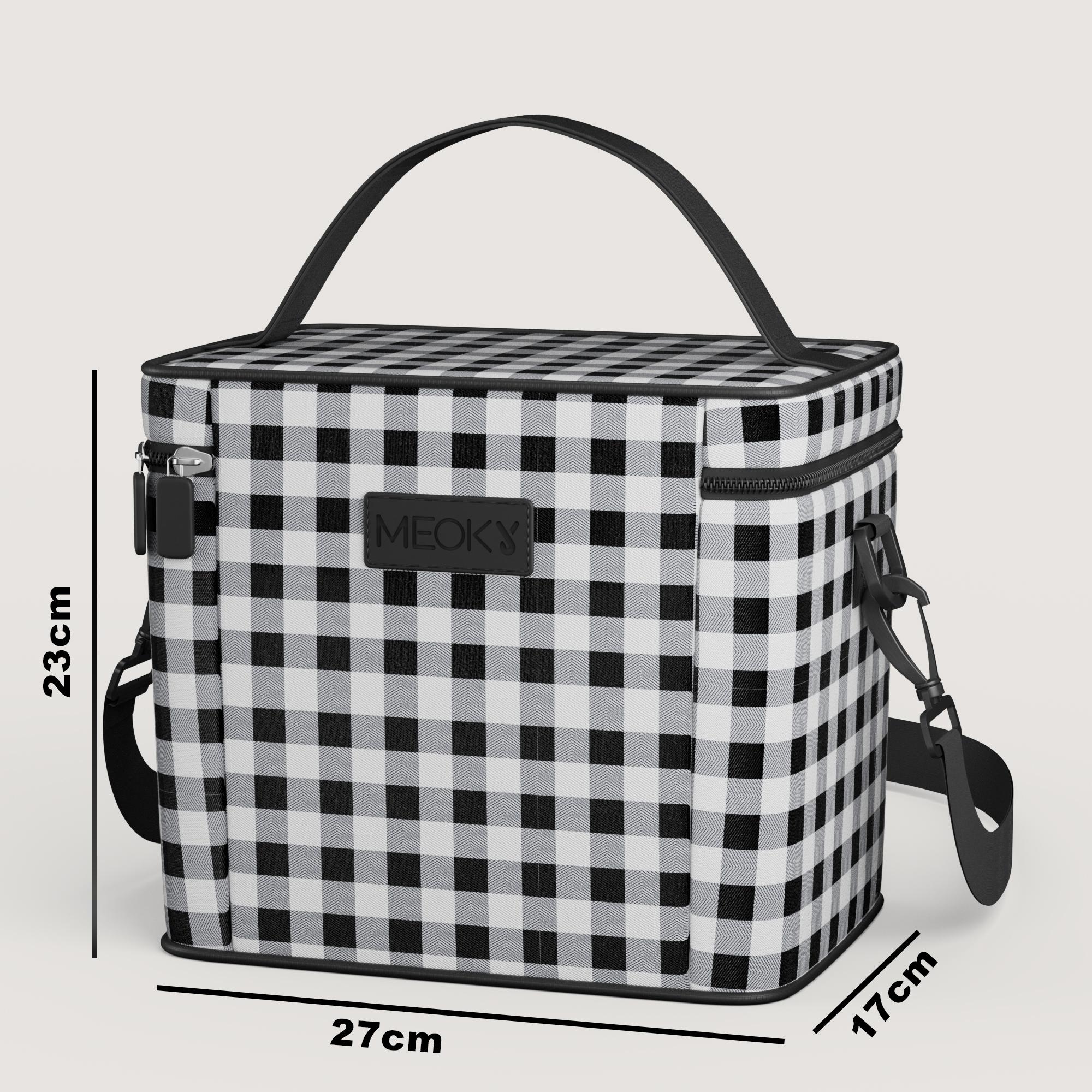 【Meoky】Insulated Lunch Bag, Double-Layer Large-Capacity Portable Lunch Tote,Detachable Shoulder Strap & Top Handle,Leak-Proof, Water-Resistant, Reusable for Work or School