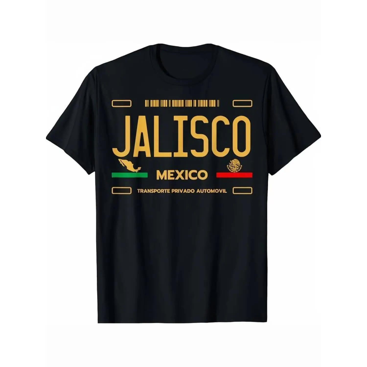 Men's Jalisco Mexico T-Shirt - Stylish Black Cotton Tee with Bold "JALISCO" Print & Mexican Flag Design, Casual Short Sleeve Top for Casual Attire