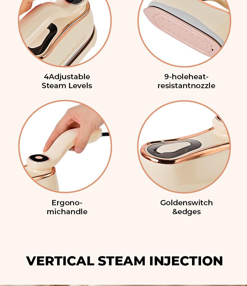 PUKOMC Wrinkle-free in seconds! This compact 1200W powerhouse heats in 10s, featuring dual-mode use, a 160ml tank, and a ceramic panel. Ideal for travel portable clothing steamer iron