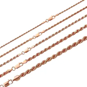Rope Chain Necklace - 14k Rose Gold Vermeil 925 Sterling Silver - 16"-30" - 1.5mm-6mm