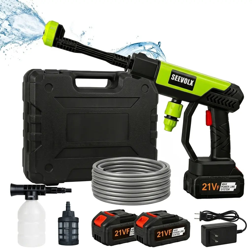 SEEVOLX Cordless Pressure Washer and Single Port Charger Base, Bottle Portable Washer for Car,Home Cleaning & Garden Watering
